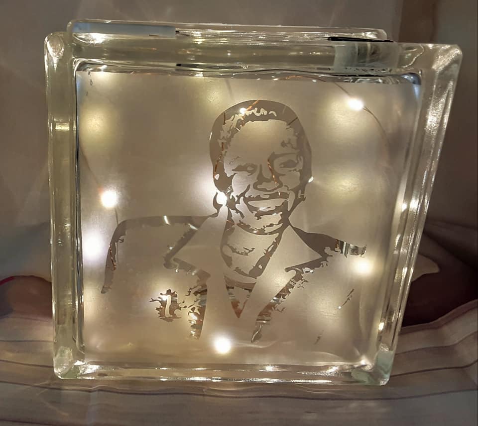 Customized Engraved Keepsake Glass Block with lights inside