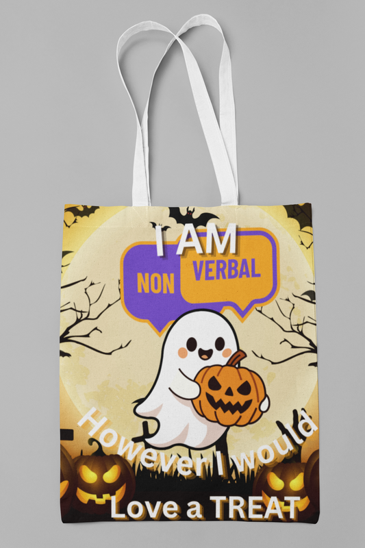 Custom Non-Verbal Trick-or-Treat Canvas Tote Bag