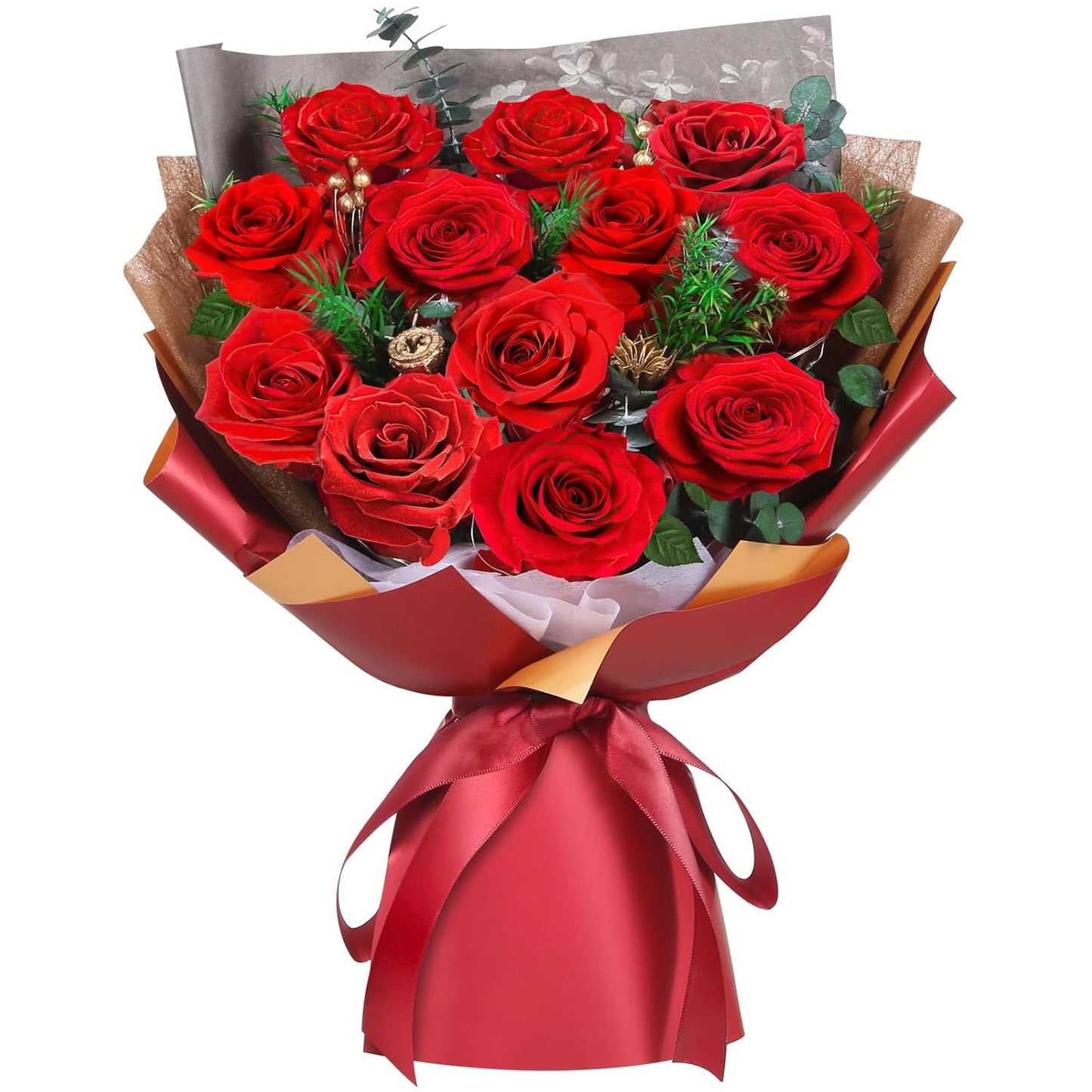 ADDWel 12 Pcs Preserved Red Roses Bouquet, Real Roses That Last Years, Valentine's Day Gifts for Wife Girlfriend, Romantic Anniversary Birthday Gift for Her Mom, One Dozen Forever Flowers for Delivery