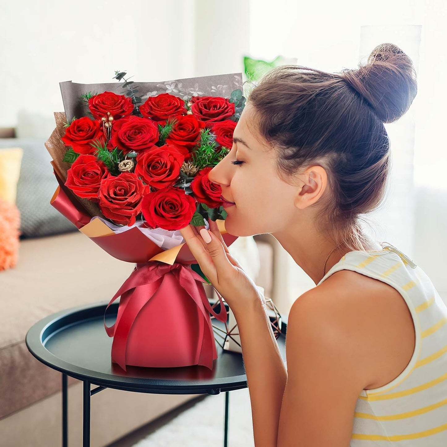 ADDWel 12 Pcs Preserved Red Roses Bouquet, Real Roses That Last Years, Valentine's Day Gifts for Wife Girlfriend, Romantic Anniversary Birthday Gift for Her Mom, One Dozen Forever Flowers for Delivery
