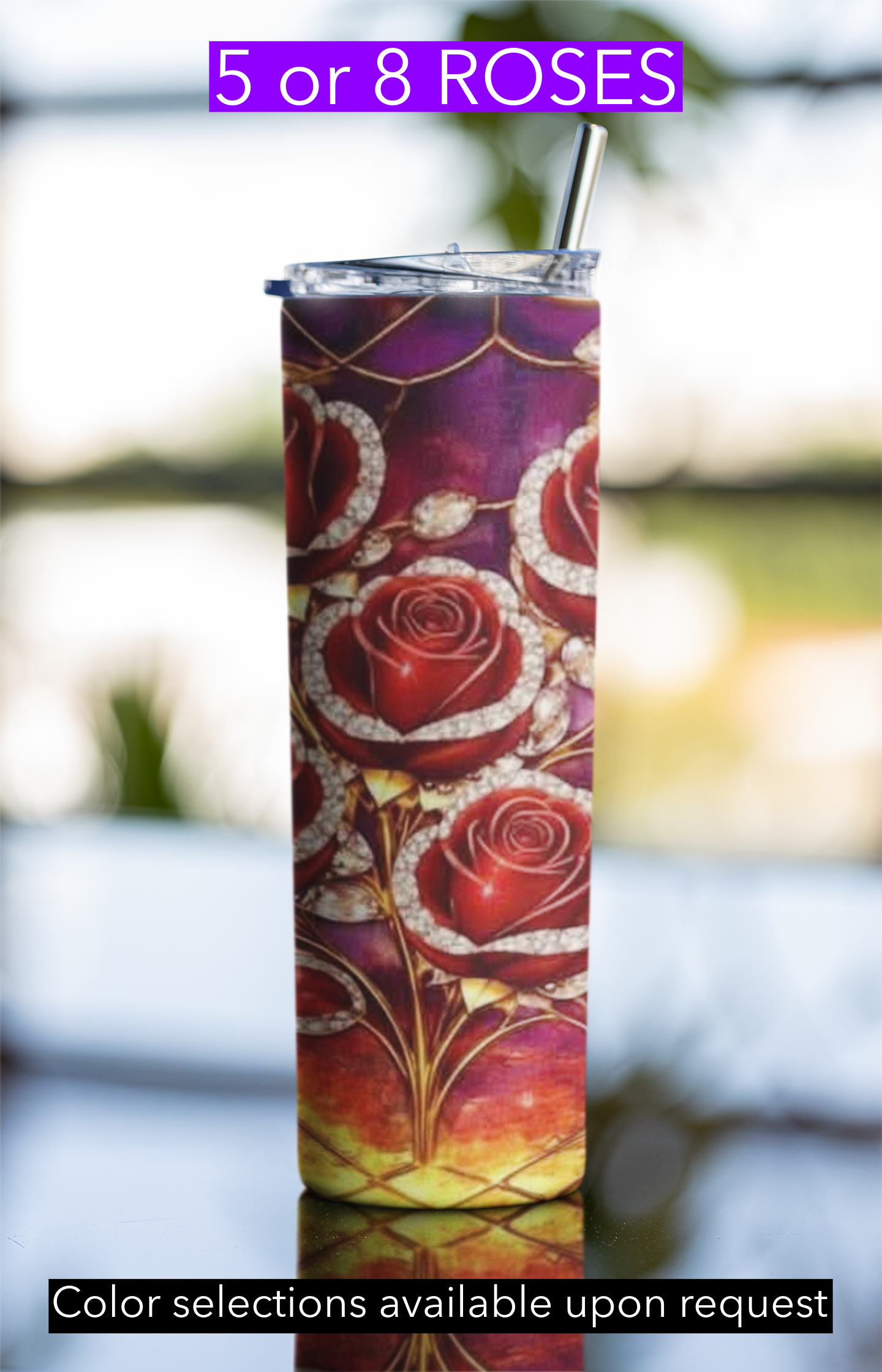 Custom 20 oz Tumbler – Rose-Designed Tumblers Are Now Available!